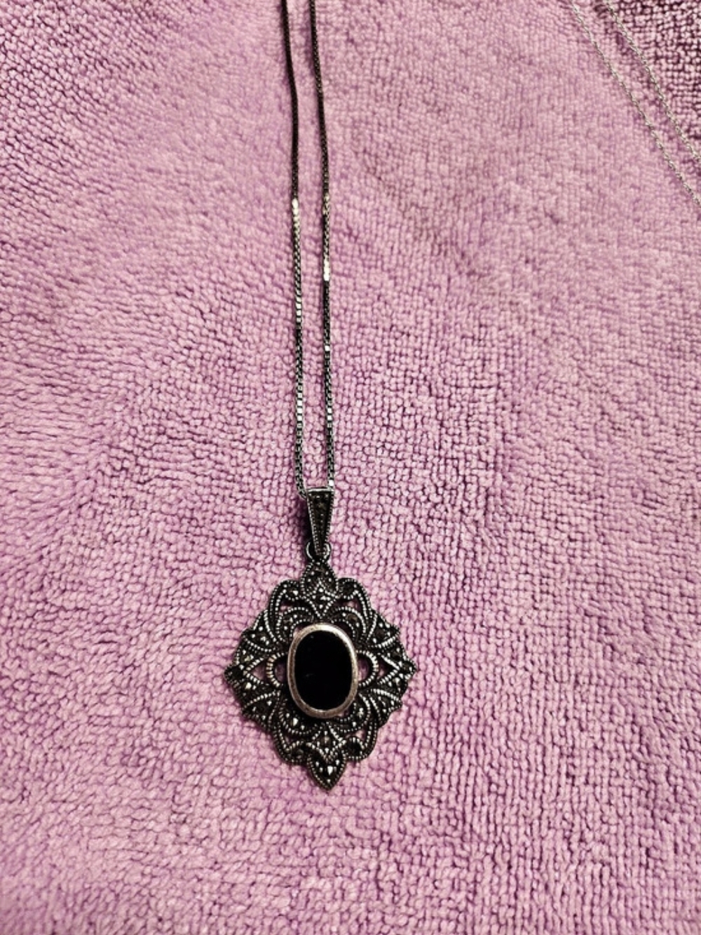 Ornate Black Pendant Necklace Like New